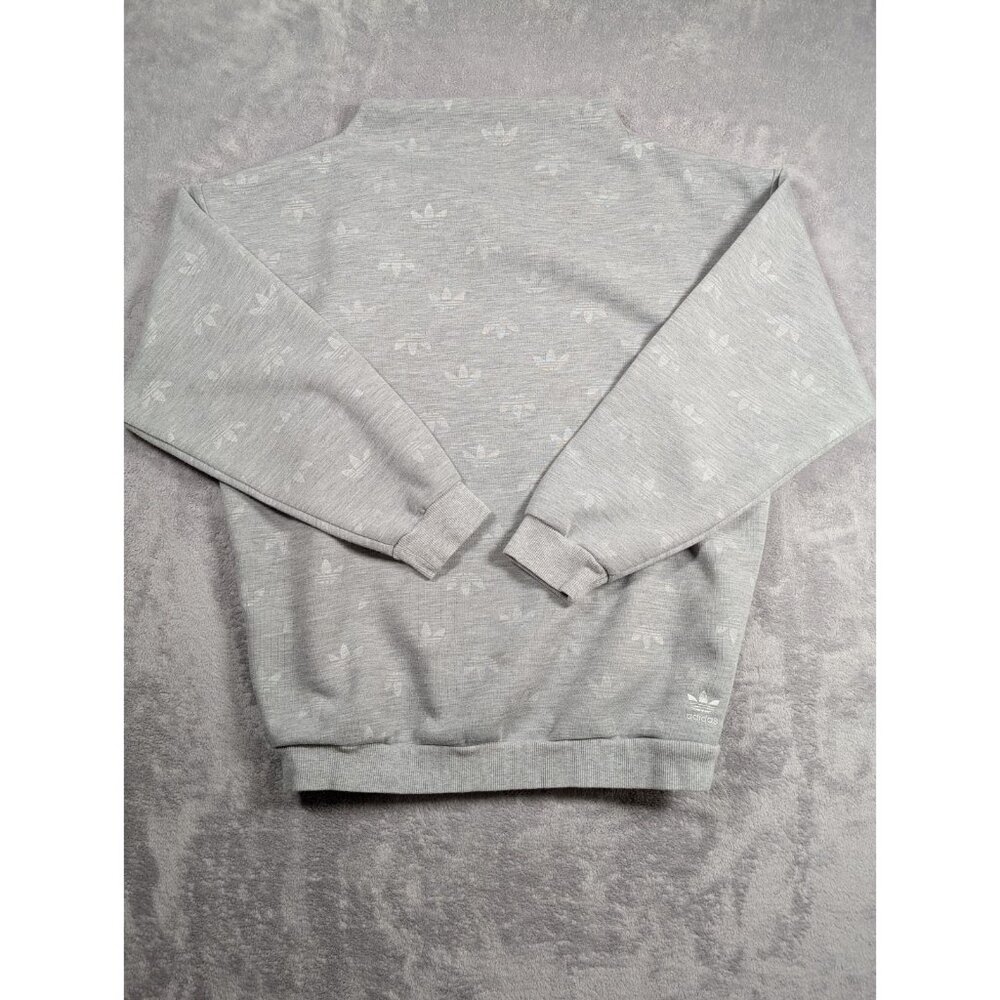 Adidas Sweatshirt Women Size Medium Gray Relaxed Boxy Fit Turtle Neck Streetwear